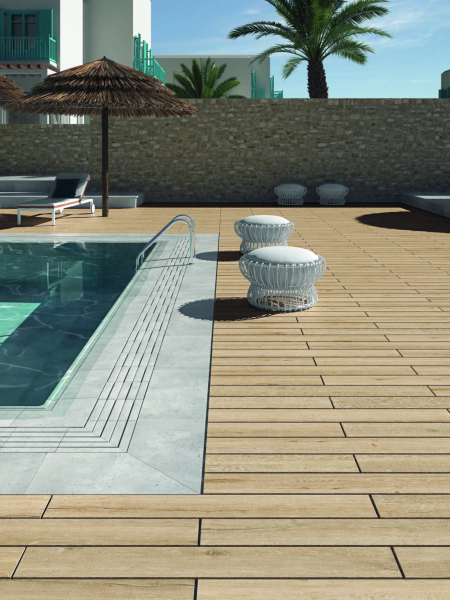 AMBIENTE EXADECK OAK TERRAZA PISCINA